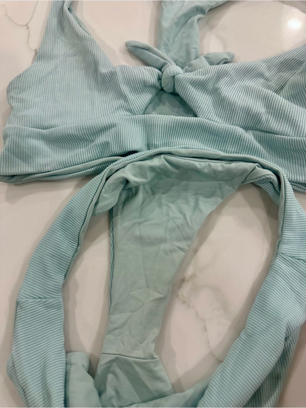 l*space Seafoam Ribbed Knot-Front Racerback Bikini Set - Picture 3 of 3